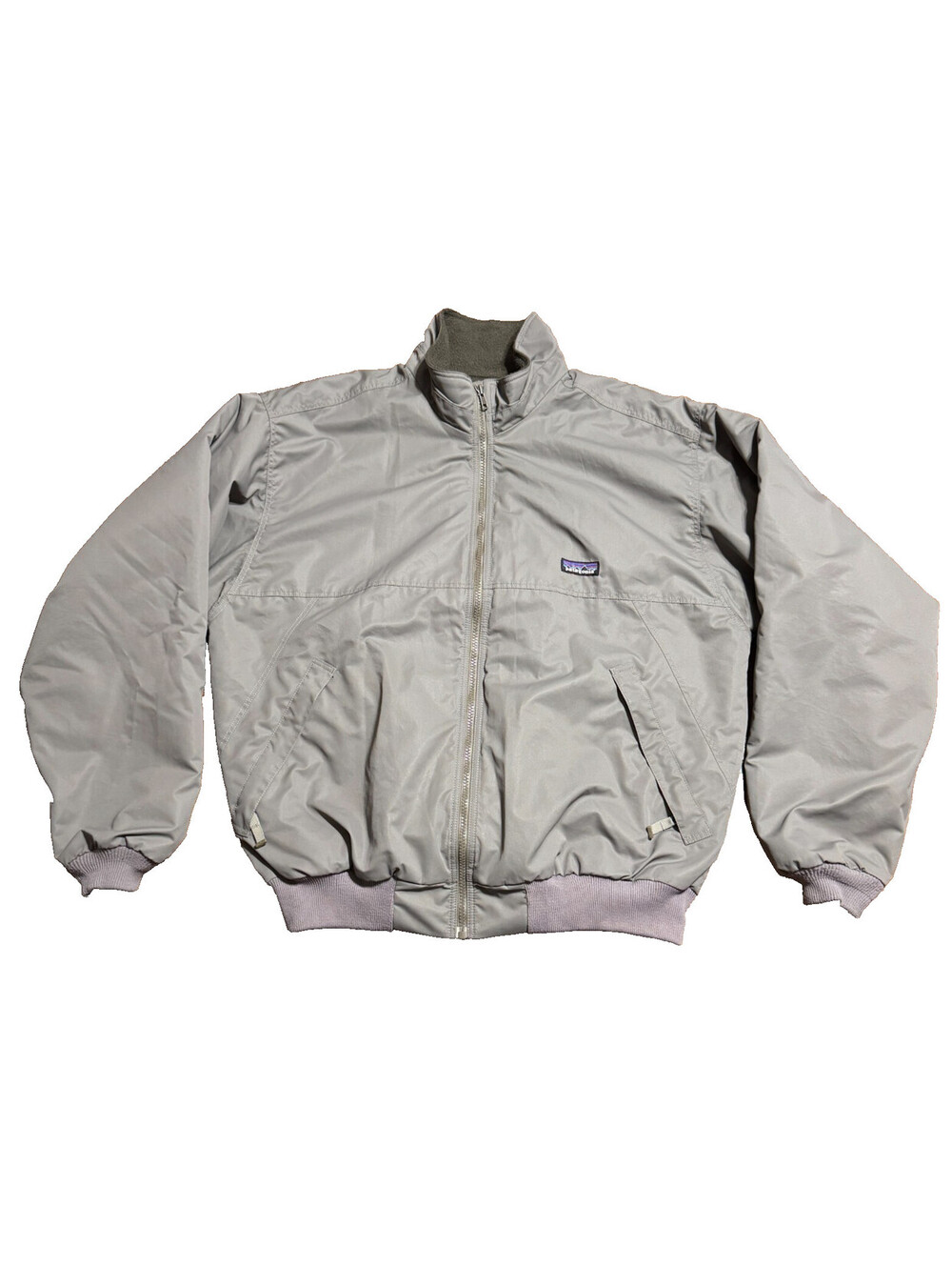 Patagonia Shelled Synchilla Jacket Mens M Gray Fleece Lined Bomber Vintage 90's